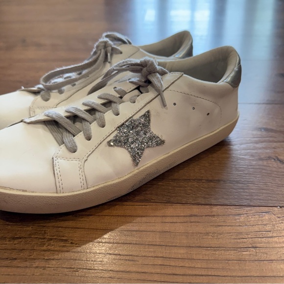 Zhuocaizi Women's Size 42 White Super Star Sneakers Silver GGDB Lace‎ Up - Picture 1 of 9